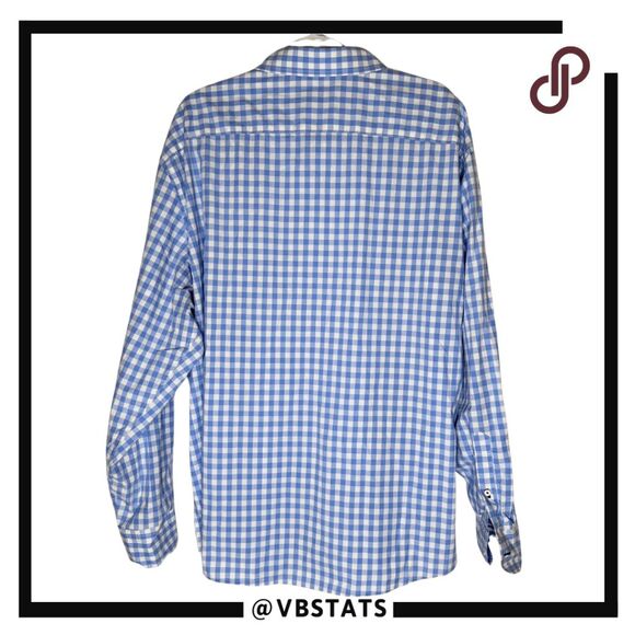 UNTUCKit Men's Camelo Gingham Classic Long Sleeve Button Up Shirt Blue Size XXXL - Picture 2 of 9